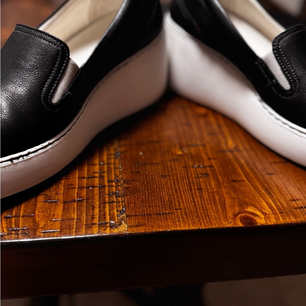 Fly London Black and White Platform Slip-Ons - Picture 12 of 12